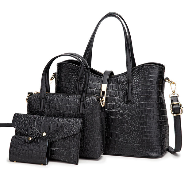 Four-piece crocodile print bag