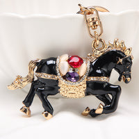 Oil Drop Diamond Horse Metal Keychain