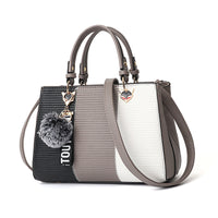 Women Hairball Ornaments Patchwork Handbag