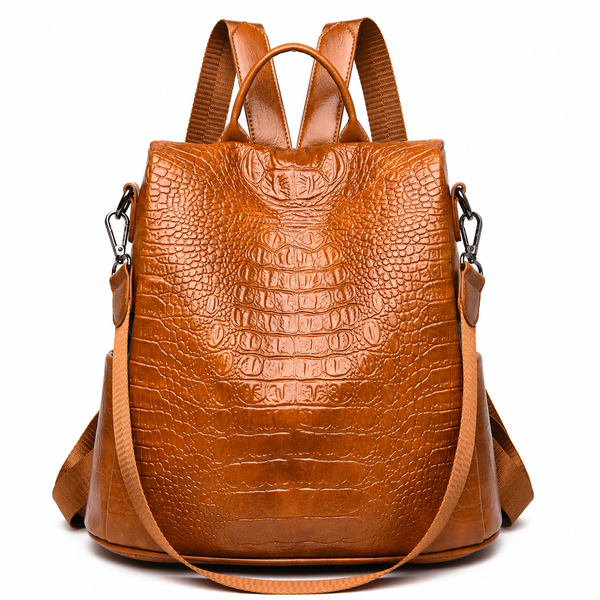 Crocodile Pattern Leather Backpack