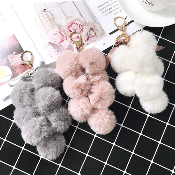 Fabric bow grape keychain