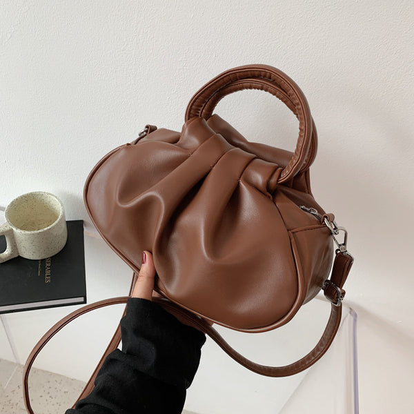 Retro Cloud-Print Pleated Crossbody Bag