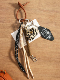 Leather Leopard Print Small Bag Braided Rope Handbag Pendant