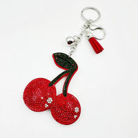 Cherry Rhinestone Velvet Keychain